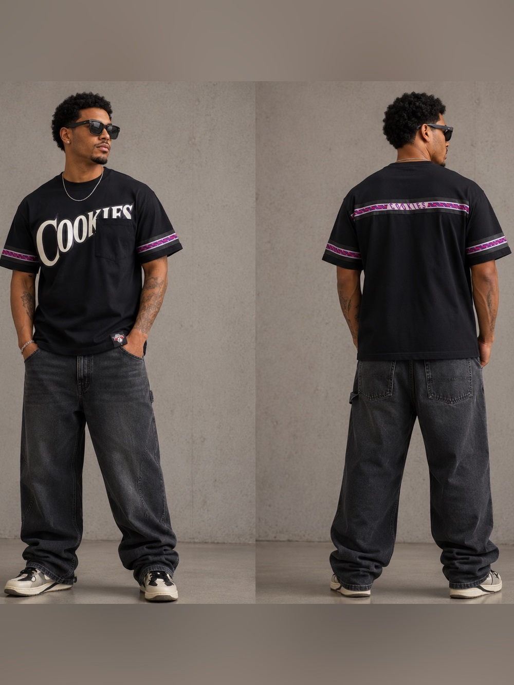 New Cookies Mens Full Clip Cotton Jersey SS Pocket Knit Artwork Tee - M